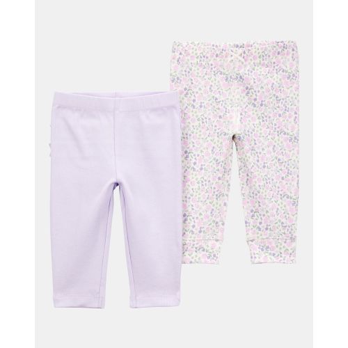 Baby Girl 2-Pack Floral Pull-On Pants - Purple | Carter's (3M)