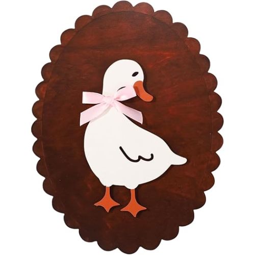 Goose Decor Nursery, Wooden Silly Goose Vintage Nursery Decor Cute Duck Wall Art with Double-Sided Tape Funny Animal No-Drill Wood Plaque for Kids Bedroom