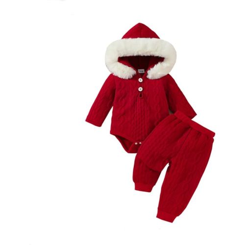Baby Clothing Sets Girls Hooded Long Sleeve Romper and Pants Outfit