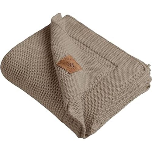 Little Dedi Soft Baby Knitted Blanket - Soft Toddler, Crib, Stroller Blanket - Neutral Swaddle and Receiving Blanket for Newborns, 30"x40", Mocha Meringue