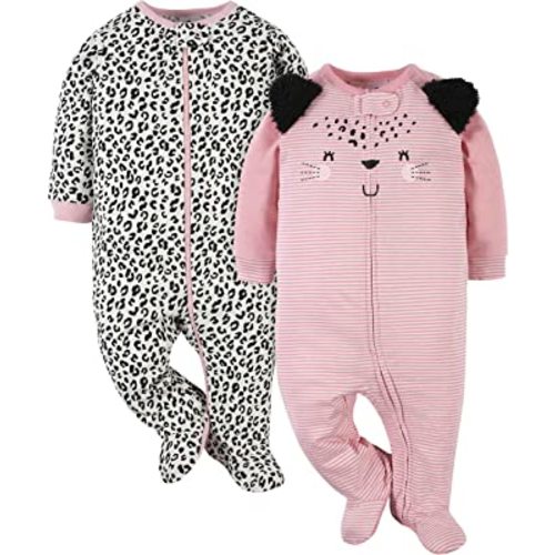 Gerber Baby Girls 2-Pack Sleep 'N Play Leopard Pink 0-3 Months