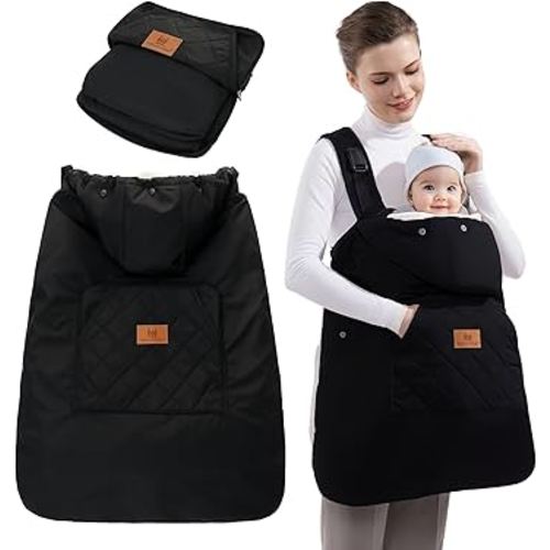 Miracle Baby Carrier Cover with Detachable Liner – Waterproof & Windproof Winter Baby Bunting Bag for Infant Strollers with Storage Bag & Parent Pocket