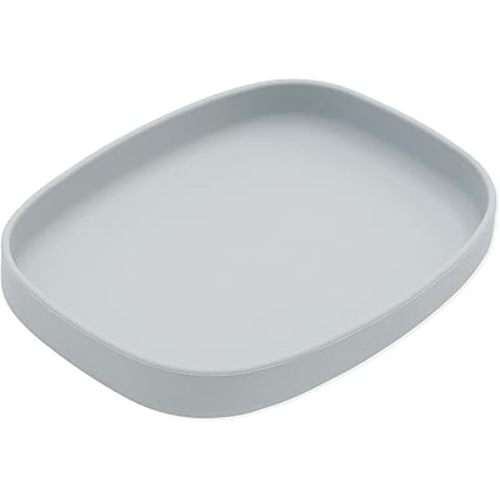 Bumkins Toddler and Baby Suction Plate, Silicone Grip Dish Large Tray for Big Kids, Fits Most Highchairs, Essential Children Feeding Supplies, Non Skid Sticky Bottom, Platinum Silicone, Gray