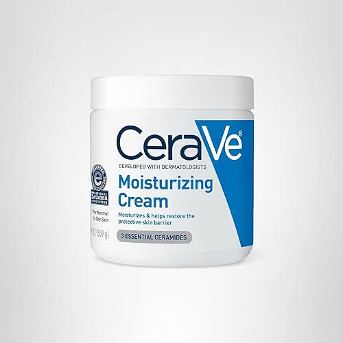 CeraVe Moisturizing Cream, Body and Face Moisturizer for Dry Skin, Body Cream with Hyaluronic Acid and Ceramides, Daily Moisturizer, Oil-Free, Fragrance Free, Non-Comedogenic, 19 Ounce