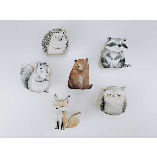 Forest Animal Wall Hooks For Kids Room, Woodland Animals For Nursery, Bear, Raccoon, Fox, Hedgehog, Owl, Squirrel, Baby Shower Gift, New Mom