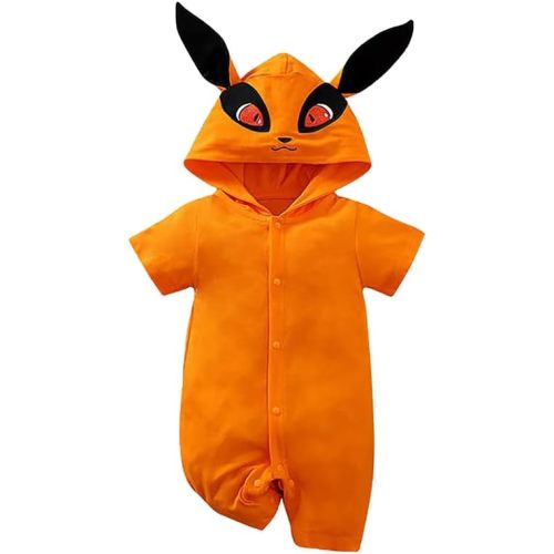 Cute baby Cotton Romper with Adorable Orange Hooded for Babies Romper