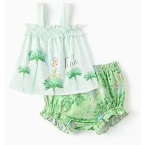 Disney Princess Baby Girl Clothes: Floral Sleeveless Ruffle Tunic Top & Bloomer Diaper Cover Set Newborn Summer Outfits