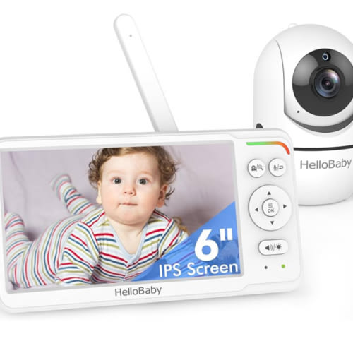 HelloBaby Baby Monitor 6" World First IPS Screen 30H Battery, Secure No WiFi, Pan Tilt Video Camera with Night Vision, VOX, 2-Way Talk, 1000ft, Portable Video Audio Monitor Ideal for Mom, Elderly, Pet