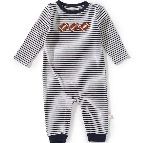 Adventurewear 360 Baby Boys Stripe Long Sleeve Football Applique Romper