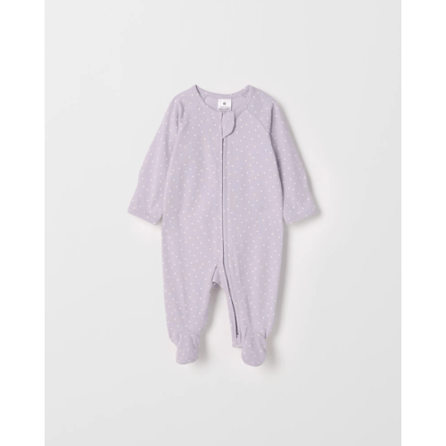 Baby Organic Cotton Zip Coverall - Spot Lilac