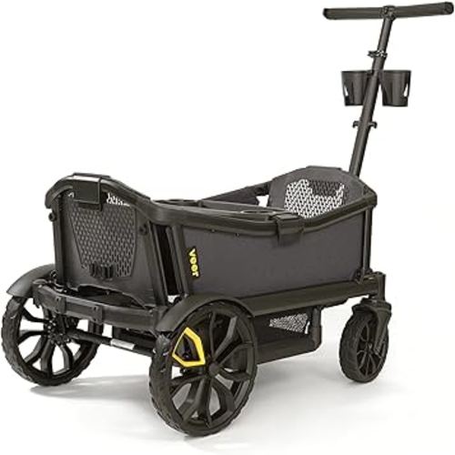 Veer All-Terrain Cruiser | Premium Off-Road Wagon Stroller for Babies, Toddlers, and Kids | Push/Pull/Push-Along Steering for Uneven Terrain | JPMA Certified | Lightweight and Collapsible | 2 Seats