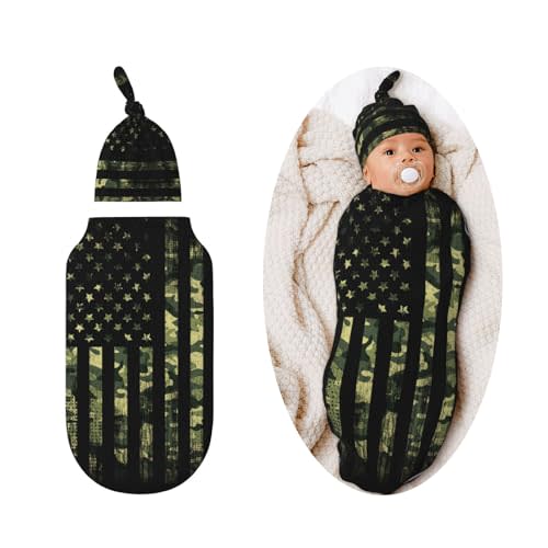 Camo Flag Swaddle Blankets Soft Receiving Blanket Baby Swaddle Wrap for Baby Girls Boys