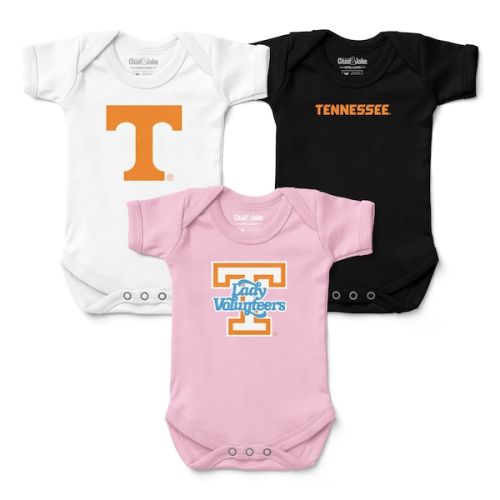 Newborn & Infant Chad & Jake White/Pink/Black Tennessee Volunteers Three-Pack Primary Logo Bodysuit Set