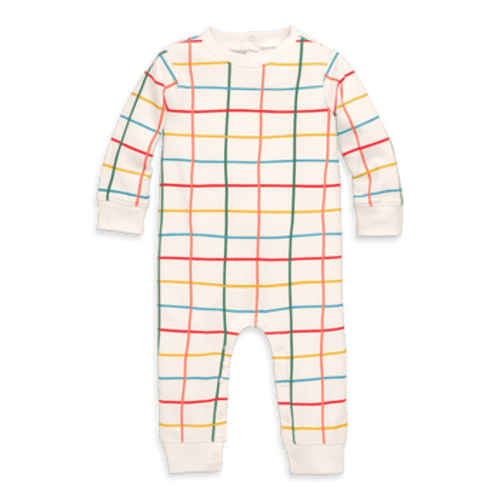 Baby Sweatshirt Romper In Rainbow Grid, 3-6M