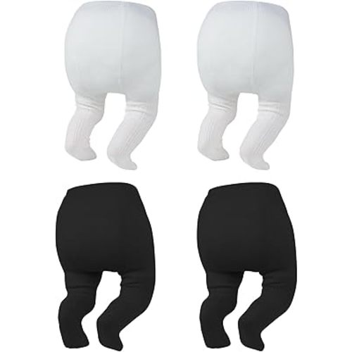 Zando 4 Pack Baby Girl Tights Cable Knit Cotton Winter Stockings 0-12M