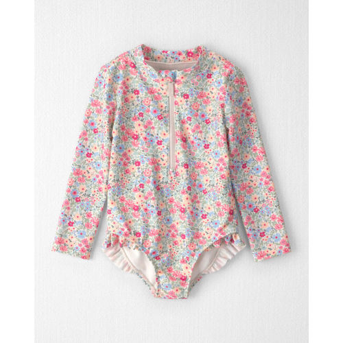 Toddler Girl Recycled Rashguard Swimsuit in Meadow Mix - Little Planet | Carter's
