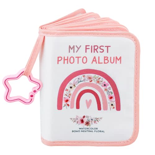 Baby's My First Photo Album Soft Photo Cloth Book, Boho Rainbow Baby Photo Album, Baby Photo Book with Safe Mirror, Baby Memory Album Shower Gift for Newborns Toddlers & Kids, 4x6 Inch Photos.