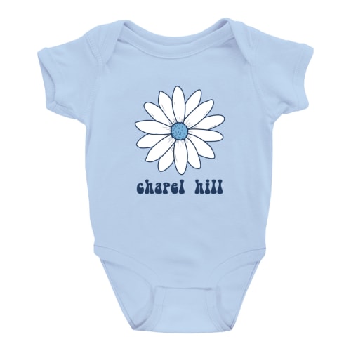 Chapel Hill Daisy Light Blue Baby Onesie