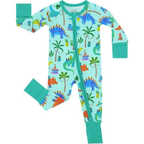 Little Sleepies Pajamas for Baby Boys & Girls, Viscose from Bamboo Baby Pajamas, Snug Sleeper, Toddler PJs, 2-Way Zipper, Prehistoric Party, 3-6M