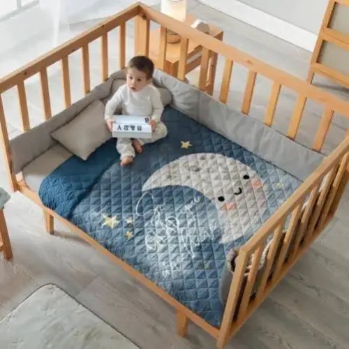 Moon Blue Baby Boy Crib Bedding Quilted Nursery Set 1 Pcs 100% Cotton | Google Shopping