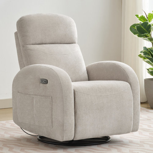 Ebern Designs Delba Fabric Swivel Rocker Power Recliner, 270° Swivel Nursery Glider Recliner with USB & Type-C Port & Reviews | Wayfair