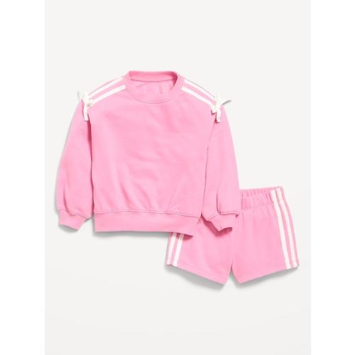 Printed Long-Sleeve Sweatshirt and Shorts Set for Toddler Girls
