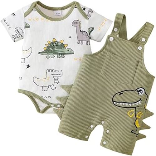 Baby Boy Clothes Cute Summer Outfits Infant Dinosaur Romper Cartoon Suspender Overalls Shorts Set 0-18 Months