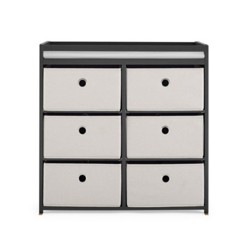Delta Children Hayes Changing Table with Fabric Bin Dresser Charcoal Grey/Flax