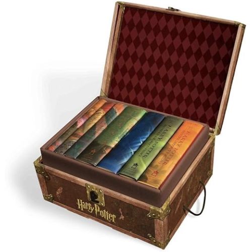 Harry Potter Books Set #1-7 in Collectible Trunk-Like Toy Chest Box, Decorative Stickers Included by Harry Potte