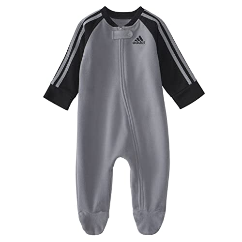 adidas Baby Girls and Baby Boys Coverall (9 Months, Grey/Black Raglan),(AM1071)