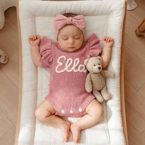 Custom Baby Name Romper, Personalized Baby Girl Romper, Ruffle Romper Newborn, Cake Smash Outfit, Embroidered Baby Onesie, Baby Shower Gifts