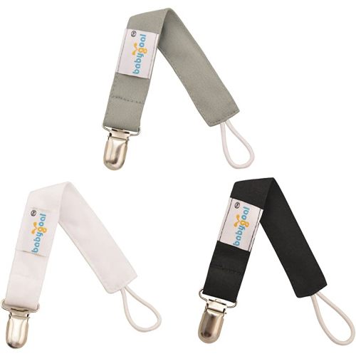 Babygoal White Black Pacifier Clips, 3 Pack Pacifier Holder Clips for Boys and Girls Fits for Most Pacifier Styles & Baby Toys and Baby Gift MP01