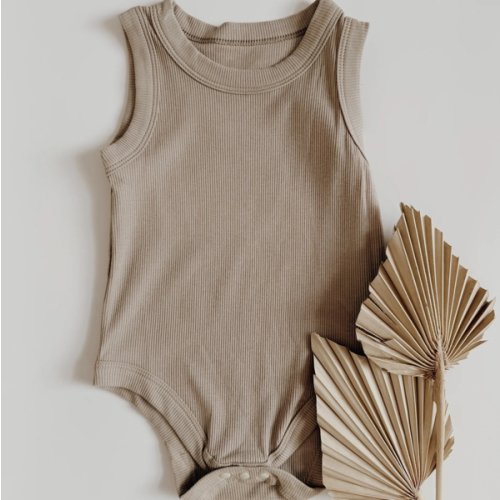Ribbed Tank Romper | Greige – Three Peas