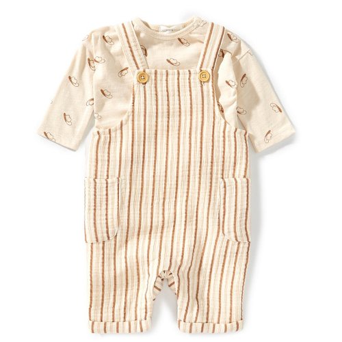 Scene&Heard Baby Boys Stripe Gauze Long Sleeve Cowboy Print Overall Set