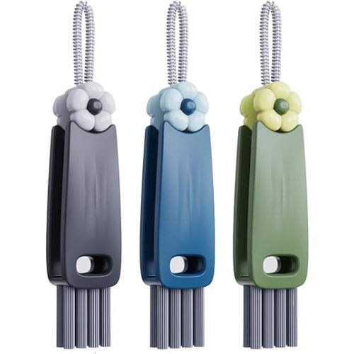 3 in 1 Cup Lid Gap Cleaning Brush Set, Multifunctional Bottle Cleaning Brush, Cup Lid Gap Cleaner, Home Kitchen Crevice Cleaning Brush Tools (Black+Blue+Green)