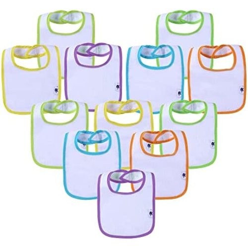 SPINFOX Waterproof Baby Bibs for Girls, Boy, Unisex Drool Bib Cotton Solid Knit Infant Feeding Bibs