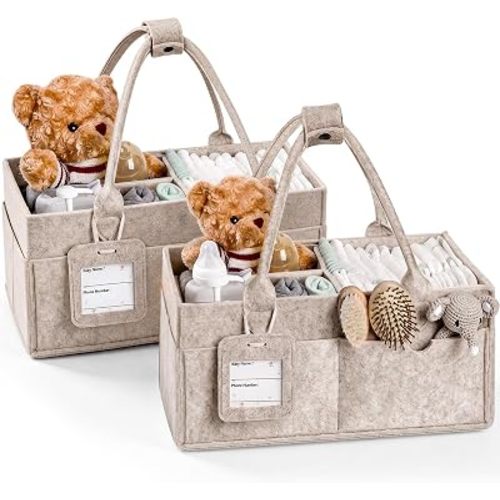 GEMII 2PCS Diaper Caddy Organizer, Large Baby Caddy Organizer with Handle