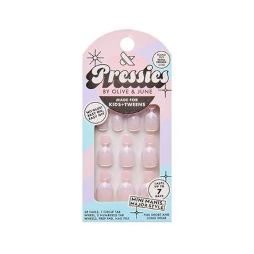 Olive & June Pressies Fake Nails - XS/S Round - Triple French - 28ct