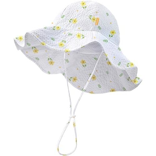 HONGTEYA Baby Sun Hat Toddler Girl Beach Hat Adjustable Outdoor Summer Hat Sun Protection Wide Brim Infant Kids