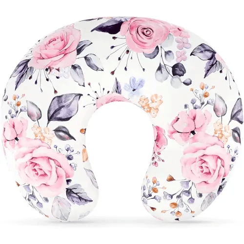 Pea Pod Nursing Pillow Cover for Baby Girl, Stretchy Removable Slipcover for Breastfeeding Pillows, Ultra Soft Comfortable Nursing Pillowcase, Baby Must Have (Pink Floral)