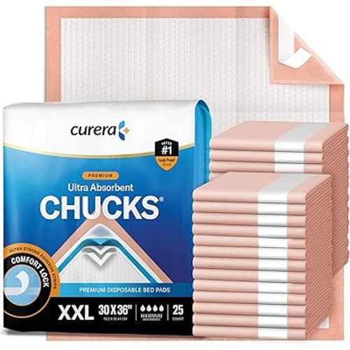 Chucks® Premium Disposable Underpads 30”x36” Ultra Thick Super Absorbent Chux Incontinence Bed Pads Disposable Adult with Adhesive Tape, Extra Large Pee Pads, Pet Training Pads 30x36 [25-Pack]