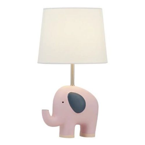 Maxax 15" Cute Pink Elephant Kids Table Lamp,Cartoon Nightstand Lamp for Girls Nursery Bedroom, Bulbs Not Included