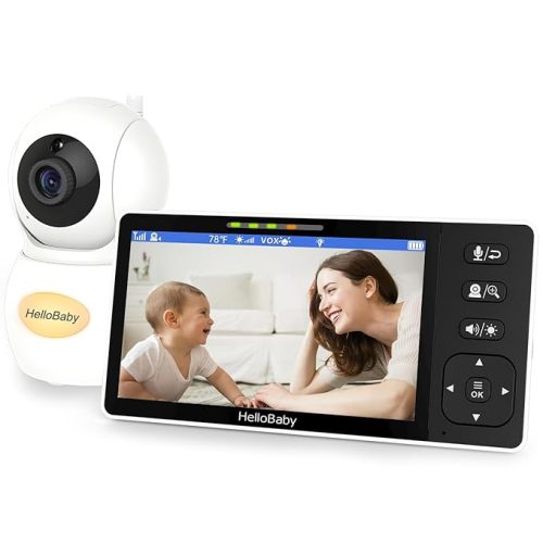 HelloBaby 720P 5.5'' HD Video Baby Monitor No WiFi, Remote Pan Tilt Zoom Baby Monitor with Camera and Audio