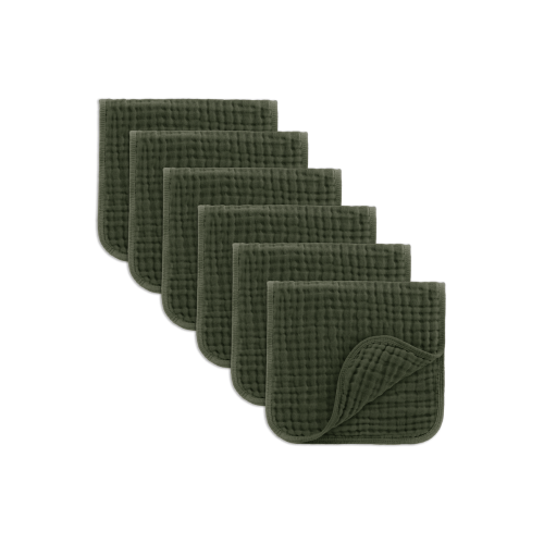 Muslin Burp Cloths - Pack of 6 - Kelp