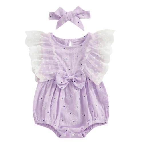 THDHVS Newborn Onesies Girl,Newborn Girl Clothes,Baby Crawling Suit Long Jumpsuit Baby Summer Jumpsuit Newborn Pajamas Purple 6-12 Months