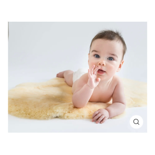 Sheepskin Rug for Babies, 100% Natural, Shorn Lambskin Wool, 2 x 3 Feet, Flax