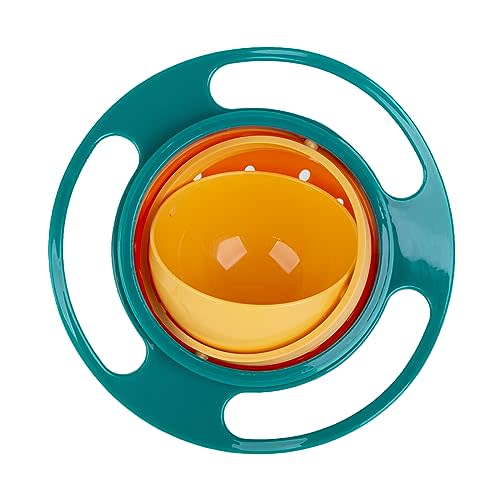 Berry President Magic Bowl 360 Degree Rotation Spill Resistant Gyro Bowl with Lid For Toddler Baby Kids Childre (Green)