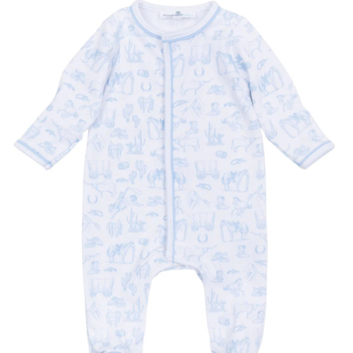 Wild West Toile Boys Footie - Light Blue