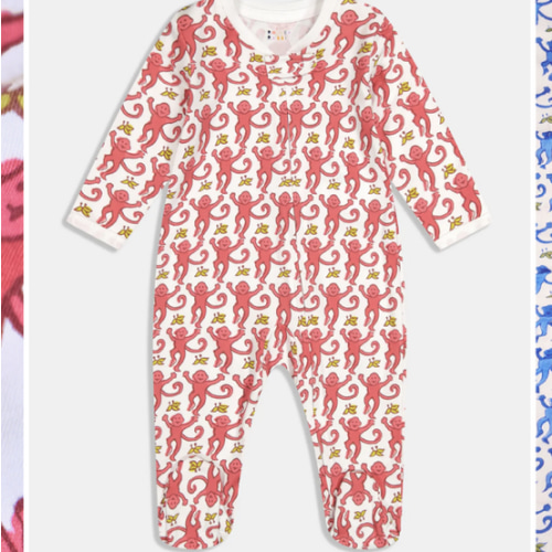 Infant Monkey Zipper Footie