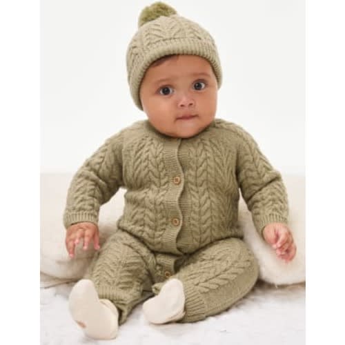 2pc Knitted All In One and Hat Set (0-12 Mths)